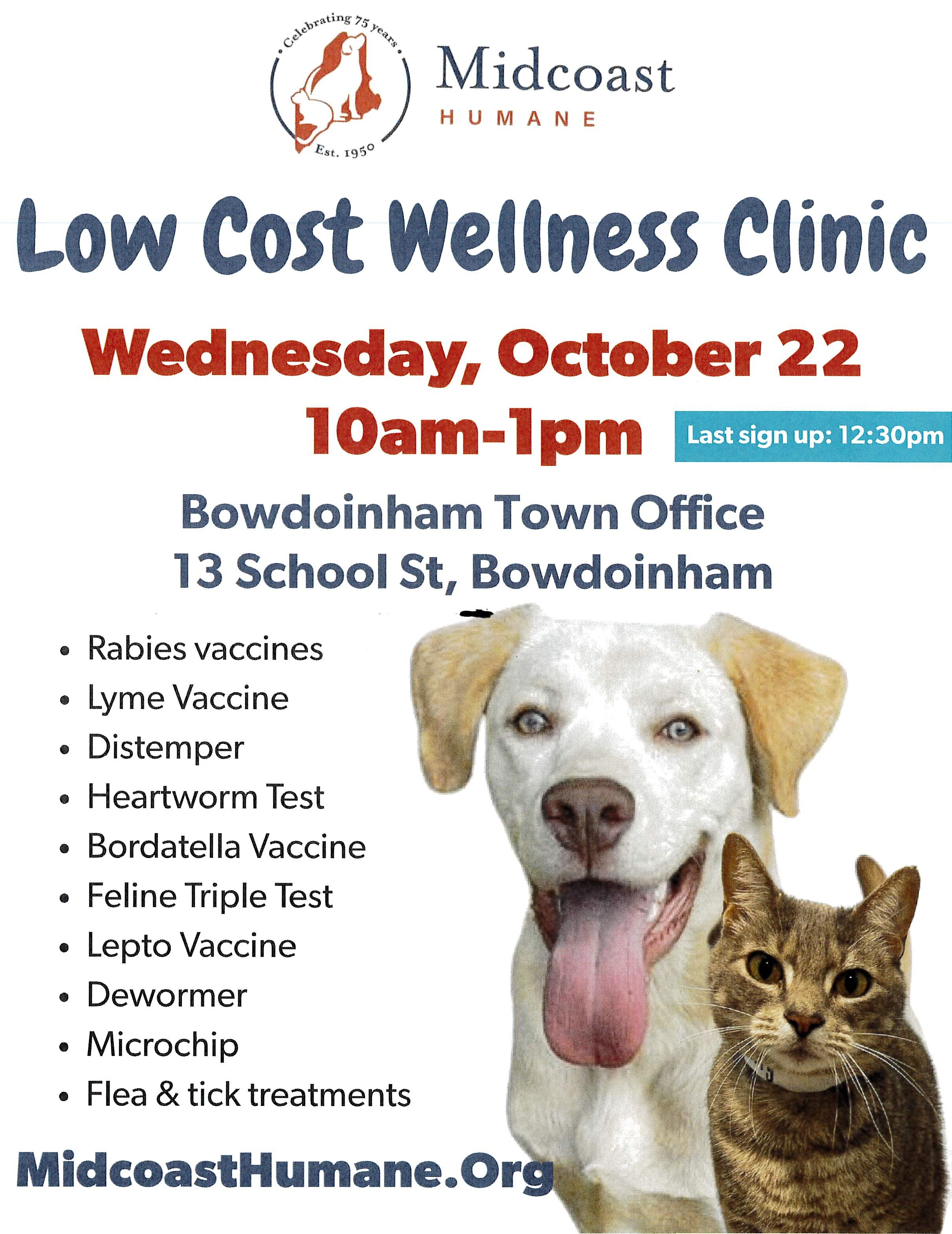 Midcoast Humane Low Cost Wellness Clinic Poster