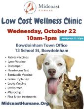 Midcoast Humane Low Cost Wellness Clinic Poster