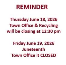 Office & Recycling Close 12:30 June 18 and all day June 19