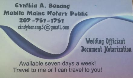 Cynthia Bonang - Maine Mobile Notary Public