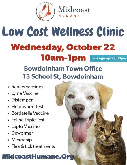 Midcoast Humane Low Cost Wellness Clinic Poster