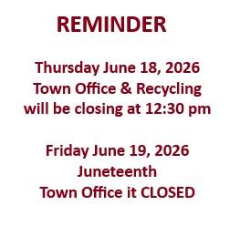 Office & Recycling Close 12:30 June 18 and all day June 19